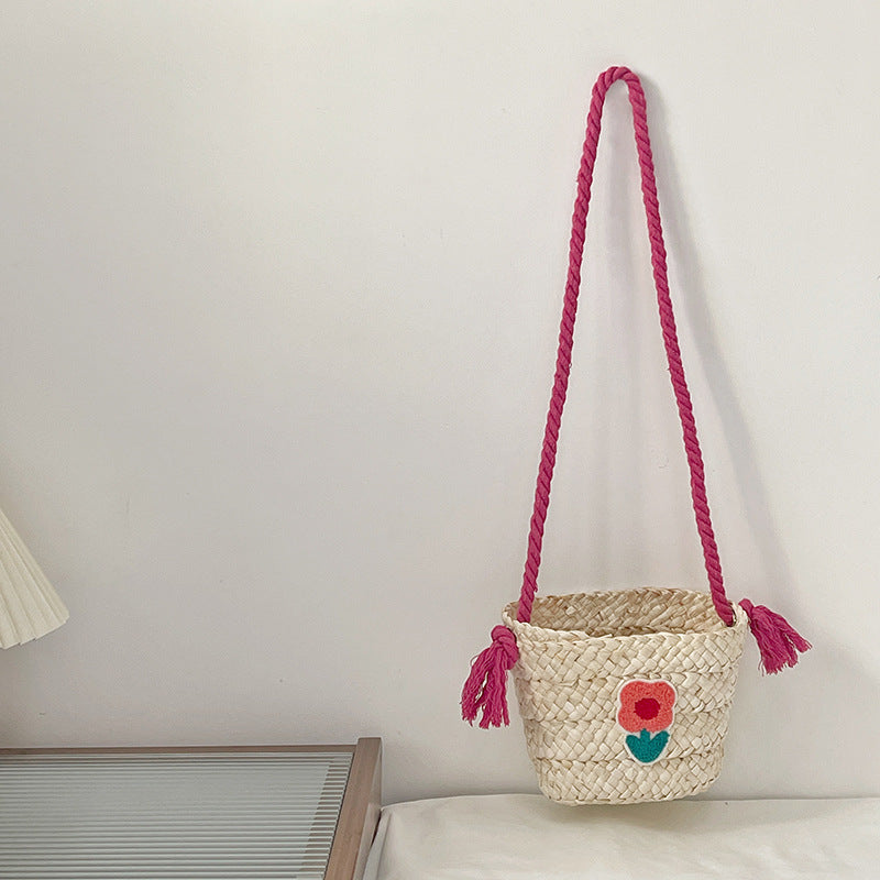 Children's Straw Handmade Knitted Messenger Bag