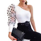 One Shoulder Black Polka Dot Top