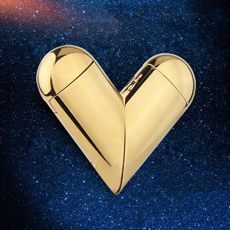 Heart Shape Gas-Electric Folding Lighter USB Electronic Charging