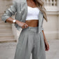 Fashion Striped Suits Casual Lapel Long Sleeve