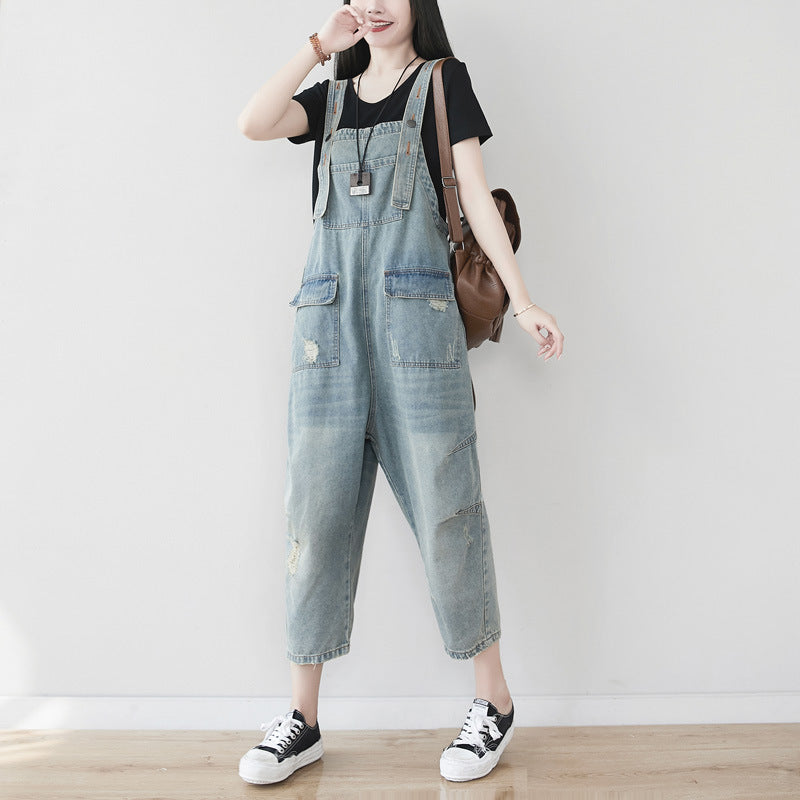 Women's Plus Size Retro Denim Jumpsuit