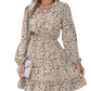 Shi Printed Long Sleeve Dress Waist Slimming