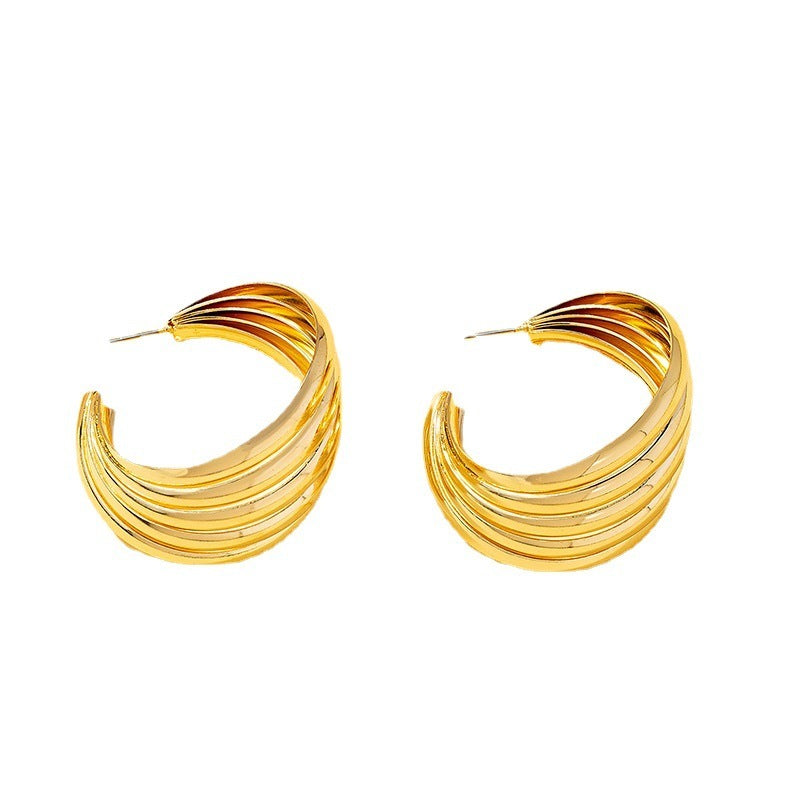 Women's Geometric Warping Metal Stud Earrings