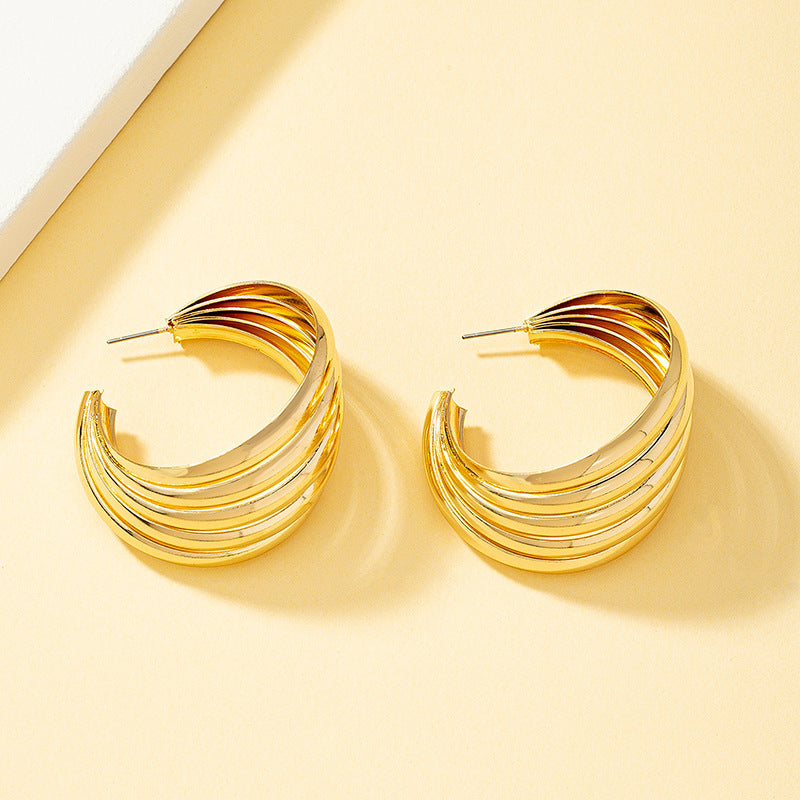 Women's Geometric Warping Metal Stud Earrings