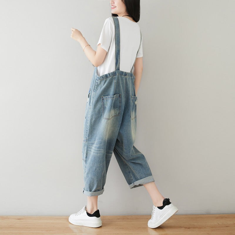 Women's Plus Size Retro Denim Jumpsuit