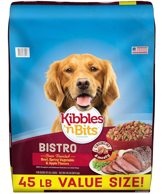 Kibbles 'n Bits Bistro Oven Roasted Beef, Spring Vegetable & Apple Flavors Dry Dog Food, 45 lb. Bag