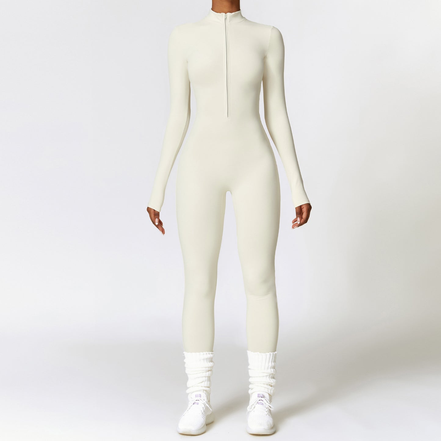 Warm Zipper Long-sleeved Jumpsuit