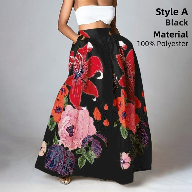 Bottoms Skirt Floral Holiday Women For Long Maxi