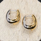 Two Colors Patch Earrings Women's Minimalist Style